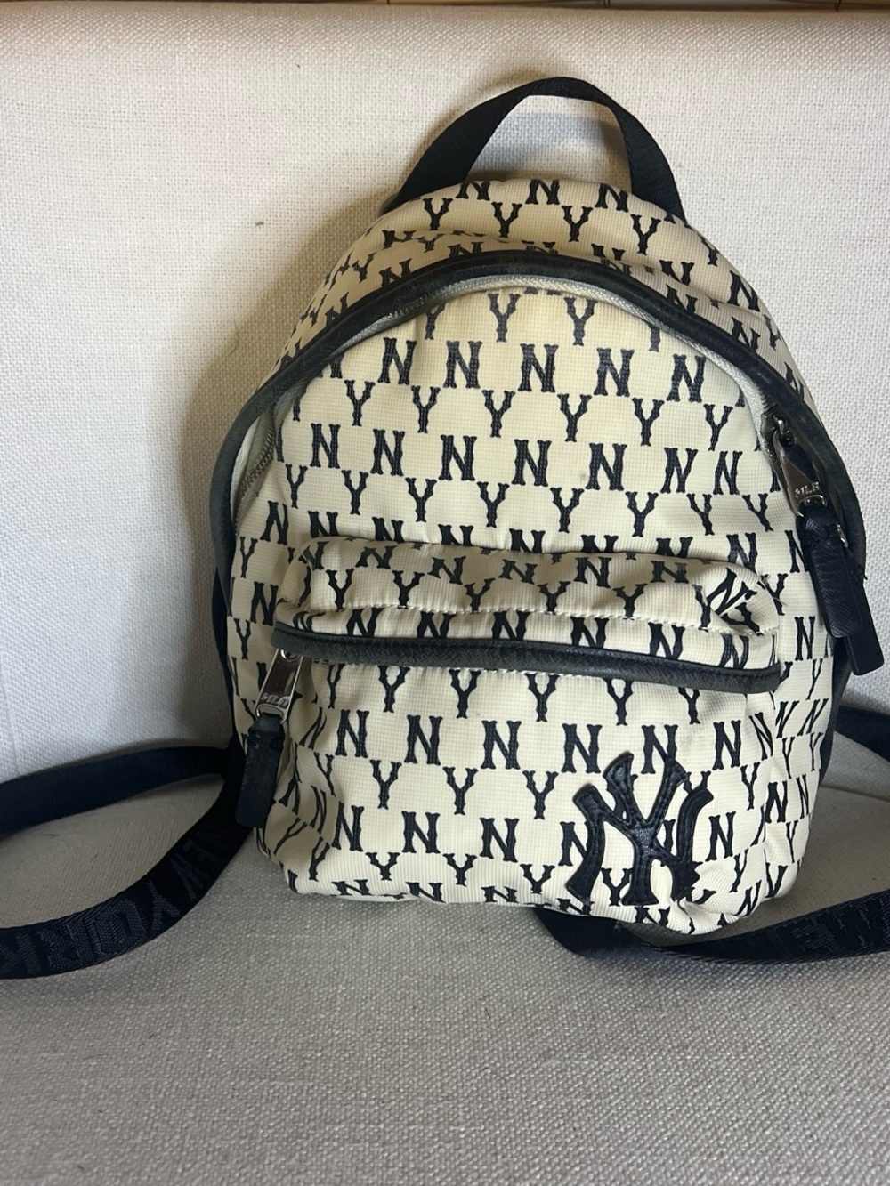 MLB Cream & Black  Yankees  Monogram Mini Backpack - Men